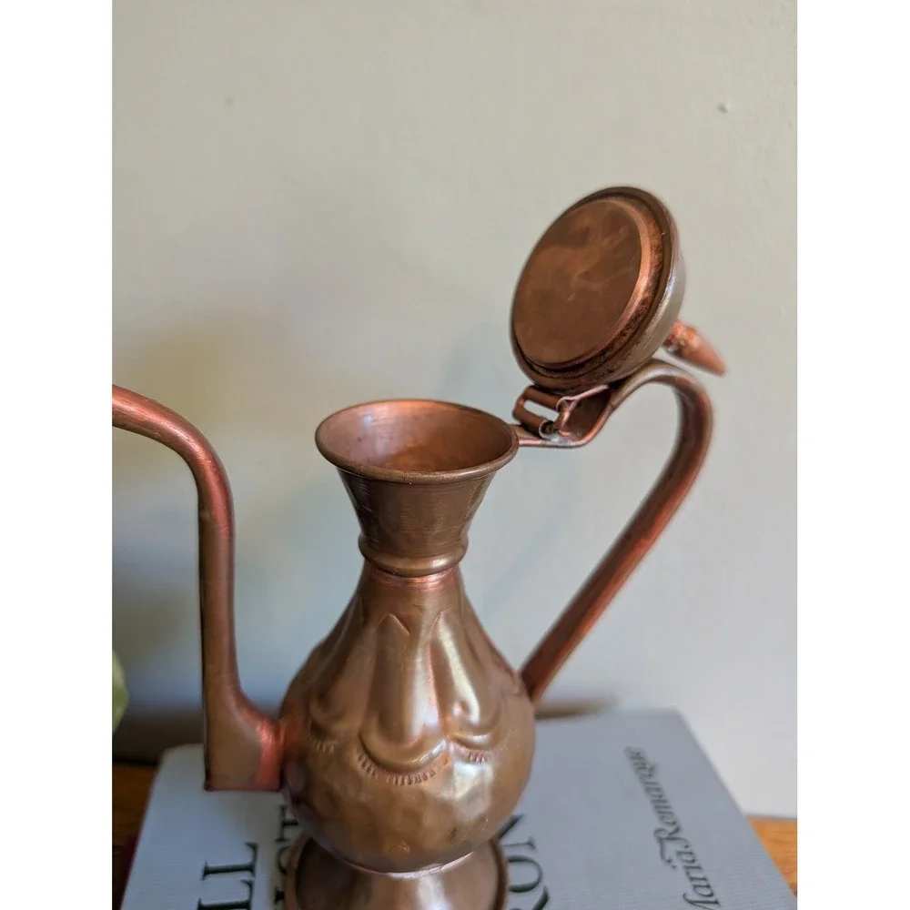 Vintage Copper Dallah Coffee Pot Middle Eastern Hand Hammered Decorative Pitcher